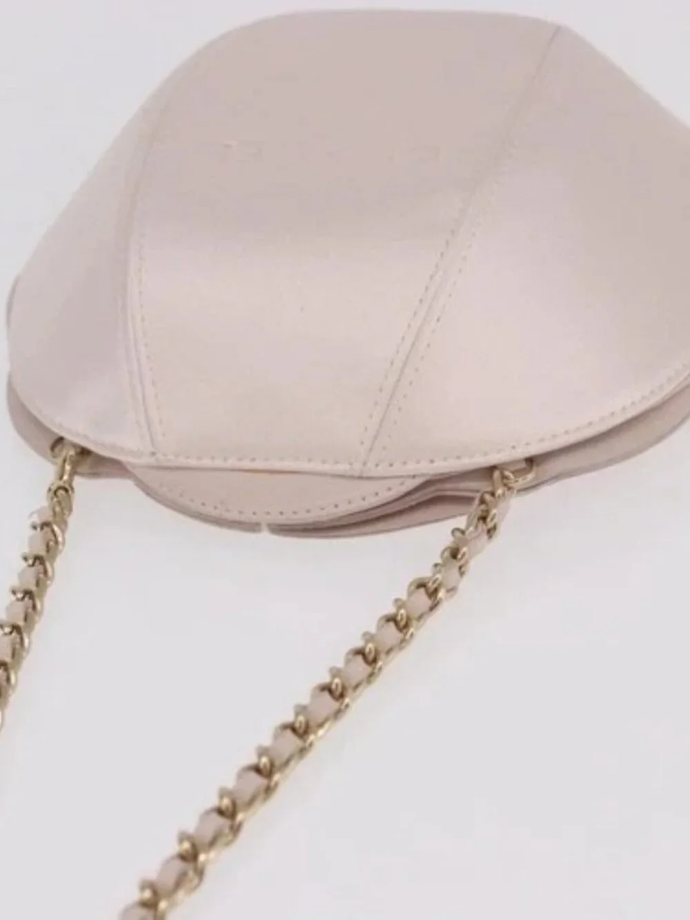 CHANEL Camellia Chain Hand Bag Lamb Skin Pink Gold CC Auth 185386SM